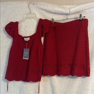 Universal Thread Red Knit Top And Skirt